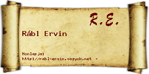 Rábl Ervin névjegykártya